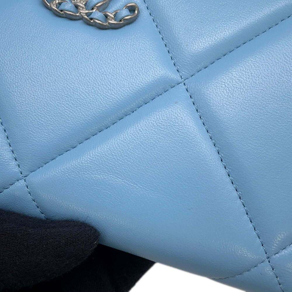 CHANEL Blue Lambskin Leather Logo Wallet - Picture 7 of 14